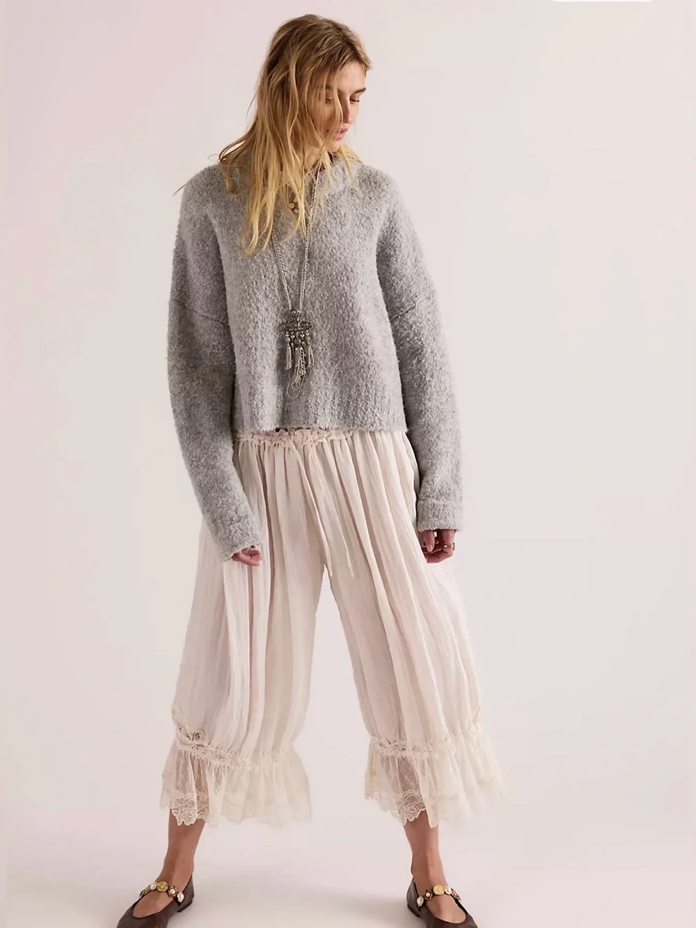 We The Free by Free People 🧸 Women’s Stormy Pullover Cozy Grey Sweater Size XS